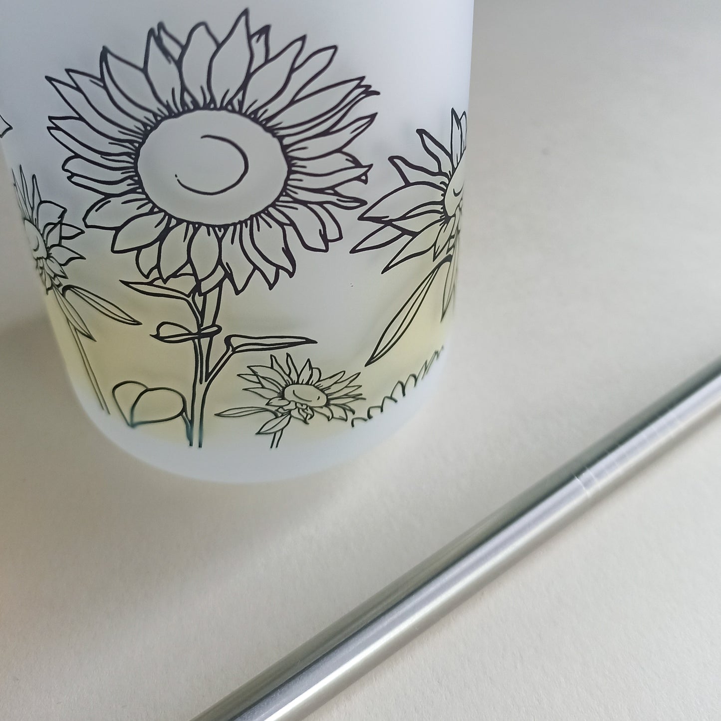 Verre avec paille - Tournesols