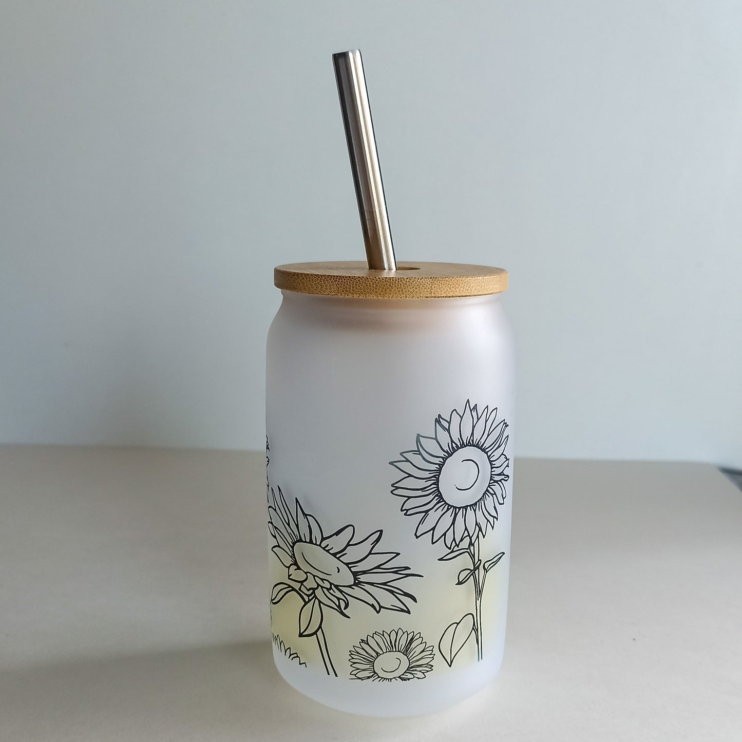 Verre avec paille - Tournesols