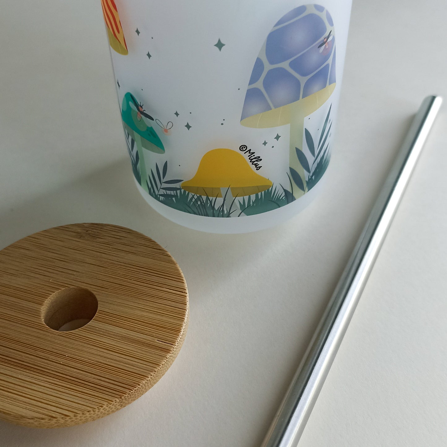 Verre avec paille - Forêt enchantée