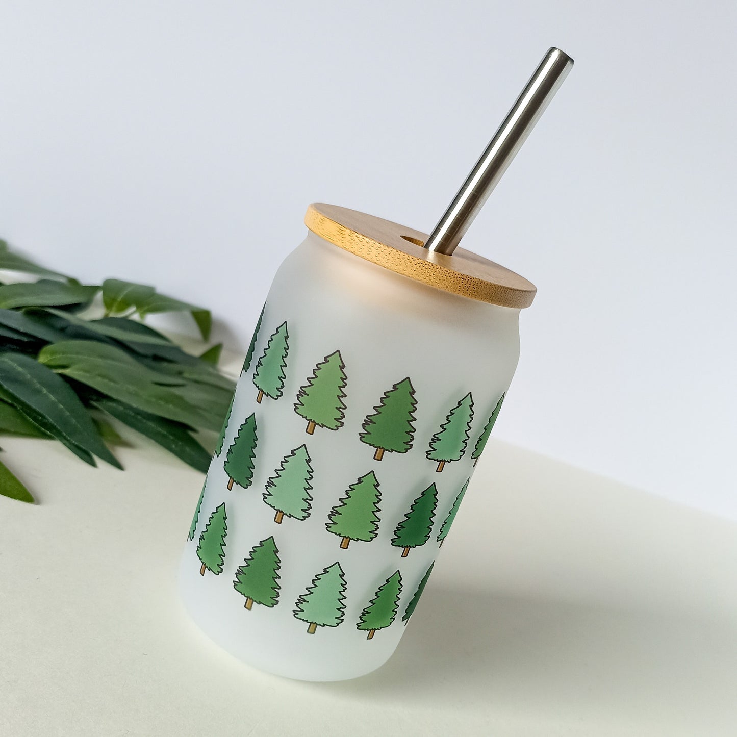 Verre avec paille - Sapins