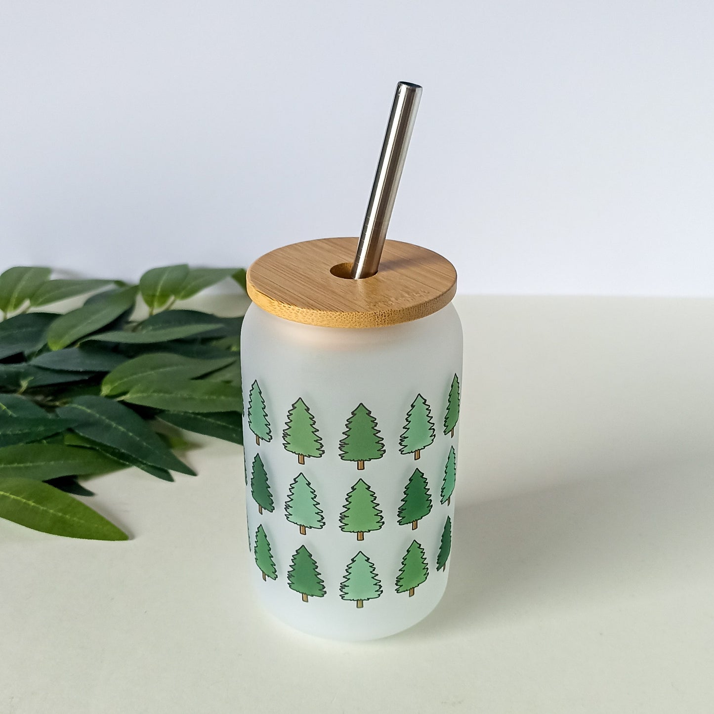 Verre avec paille - Sapins