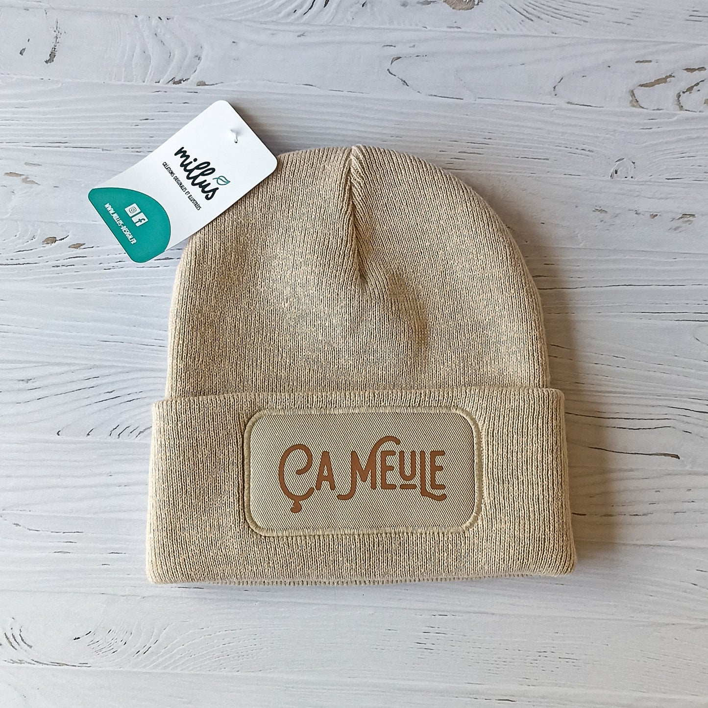 Bonnet "ça meule" (nouvelle version) mixte beige crème - Millus Design