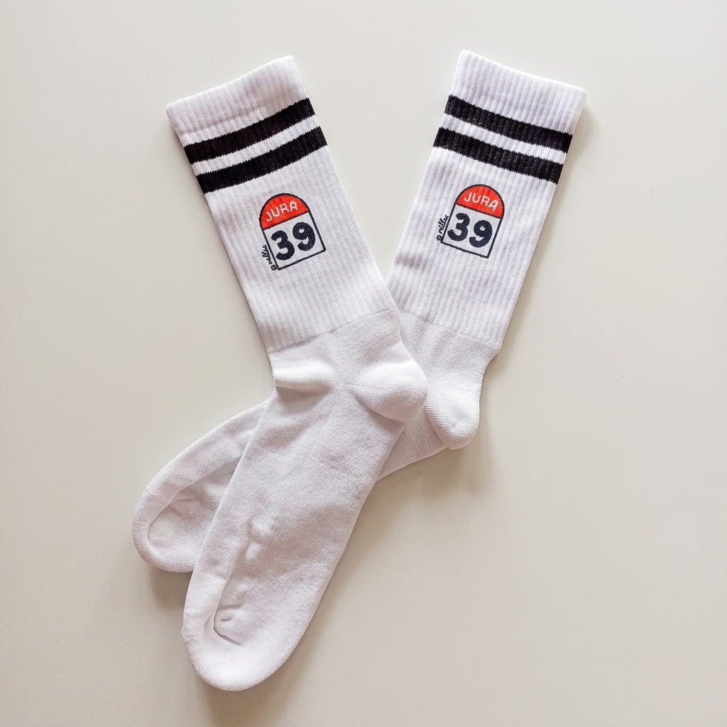 Chaussettes hautes à bandes, illustrées Borne 39 - mixtes - Millus Design