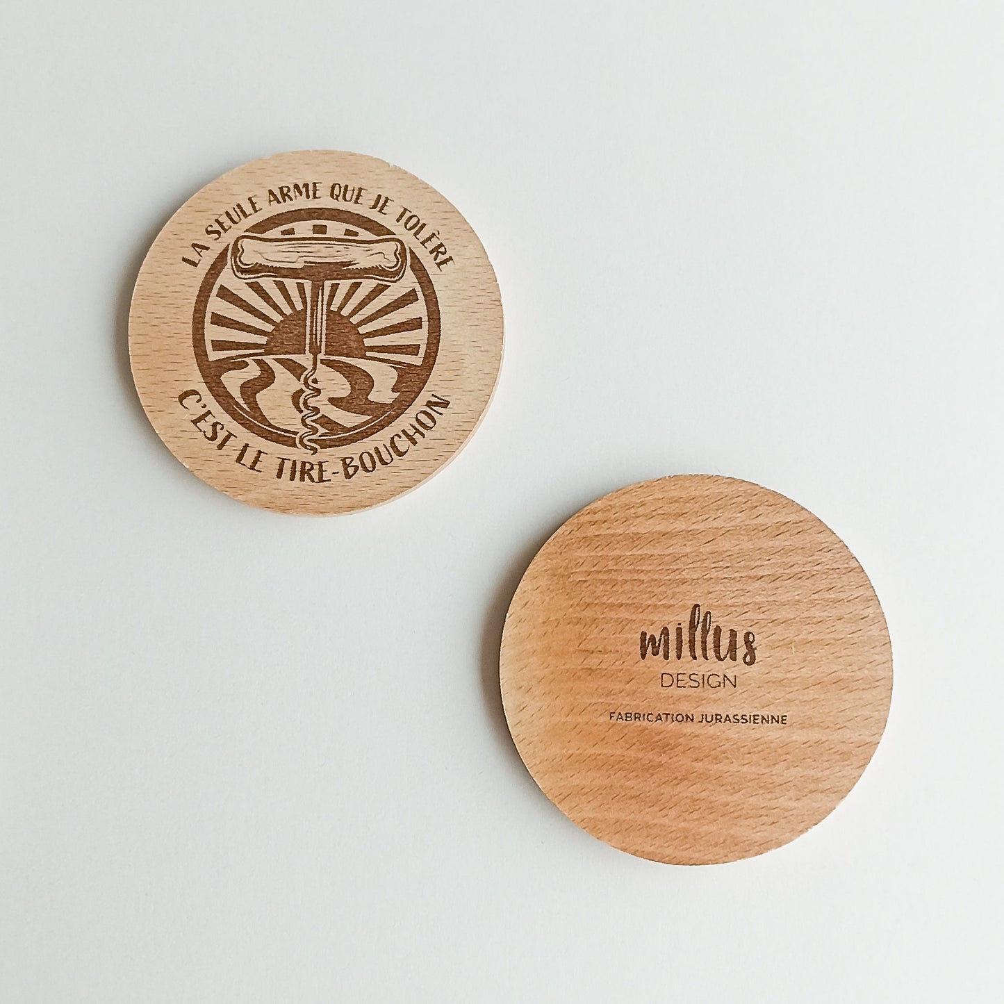 Lot de 4 sous-verres "Le Tire-Bouchon"- Fabrication jurassienne