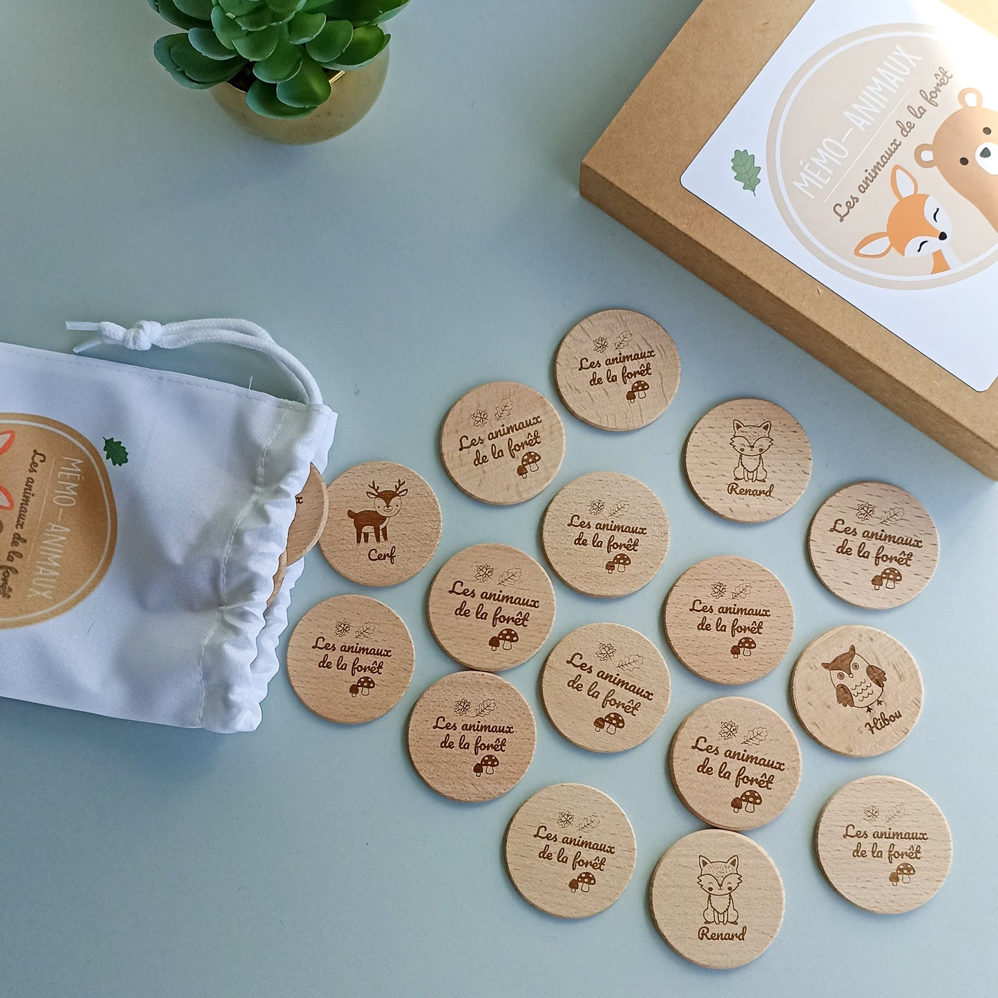 Jeu en bois Mémo-animaux "Les animaux de la Forêt"