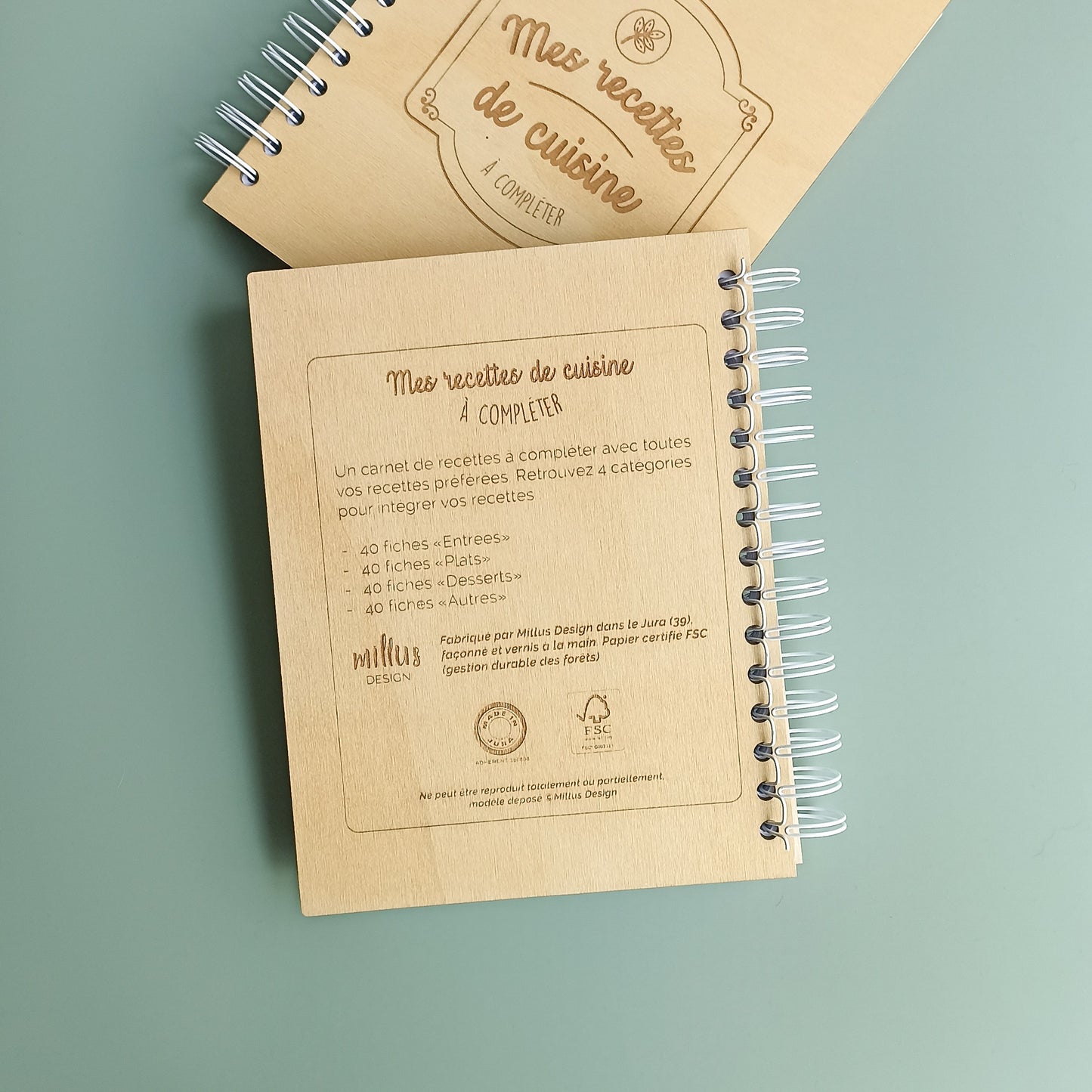 Carnet de recette en bois à compléter - Millus Design