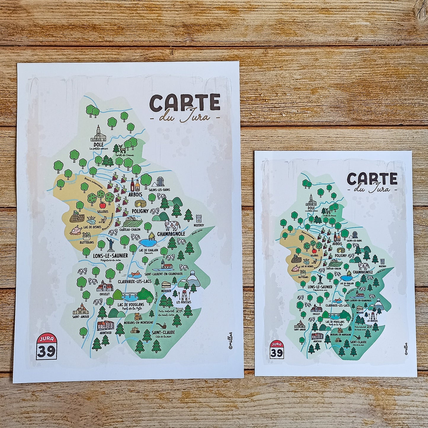 Affiche illustrée - Carte du Jura