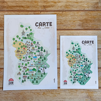 Affiche illustrée - Carte du Jura