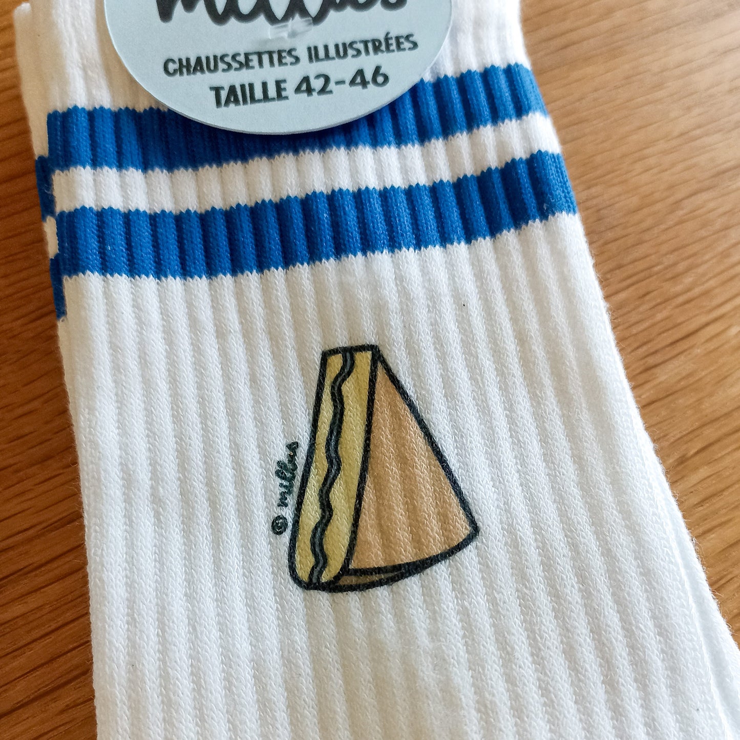 Chaussettes hautes à bandes, illustrées Morbier - mixtes