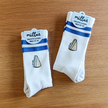 Chaussettes hautes à bandes, illustrées Morbier - mixtes