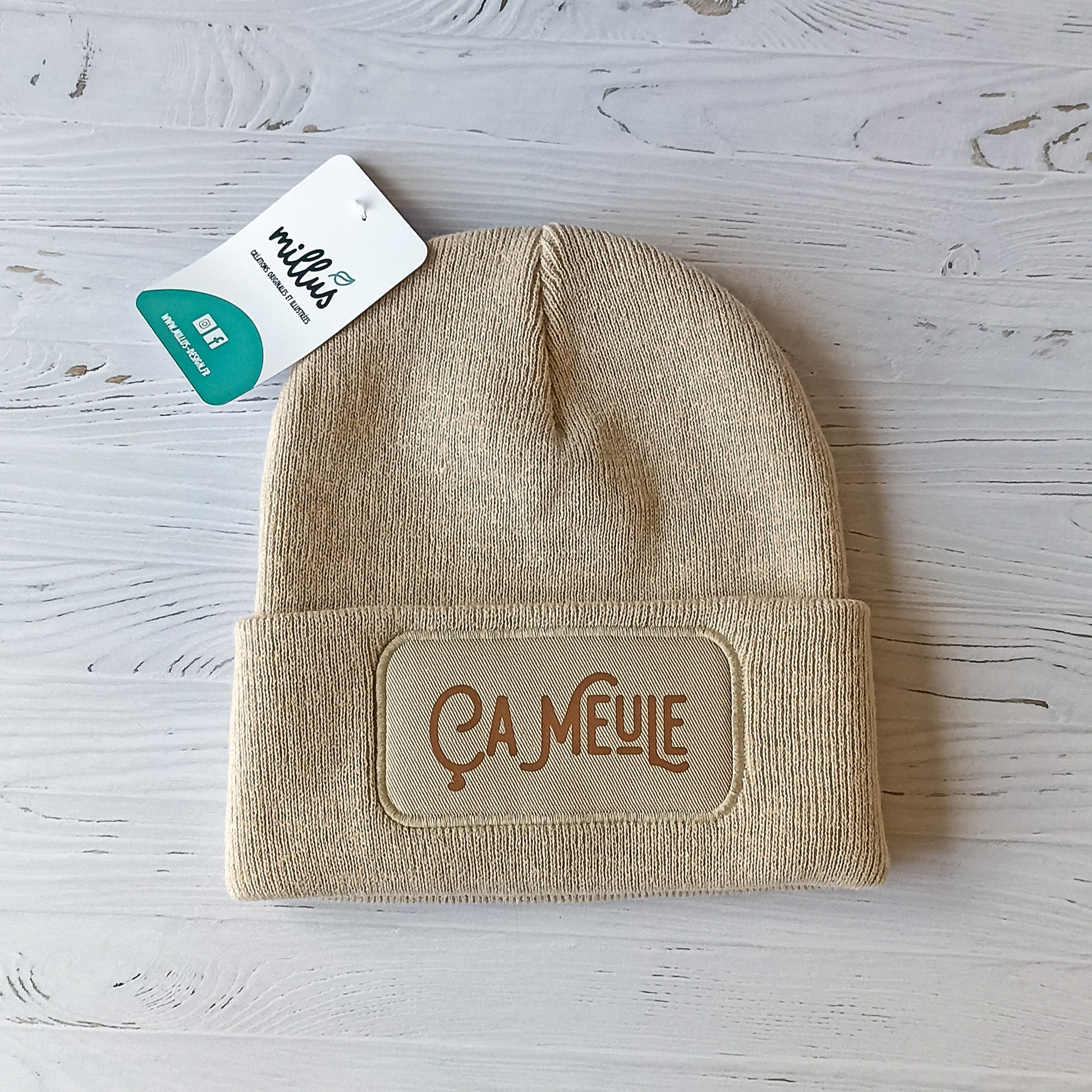 Bonnet "ça meule" (nouvelle version) mixte beige crème - Millus Design