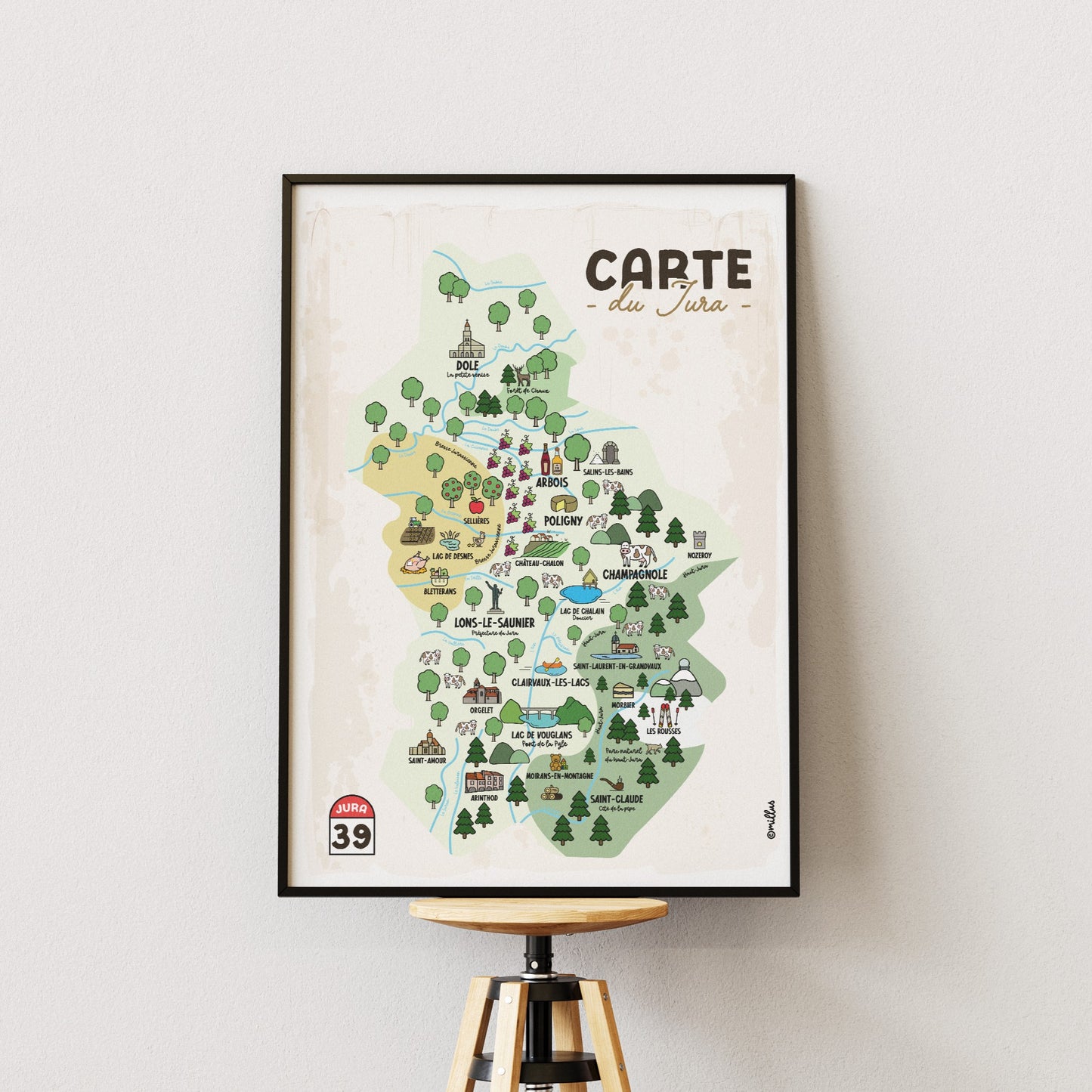 Affiche illustrée - Carte du Jura