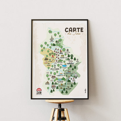 Affiche illustrée - Carte du Jura