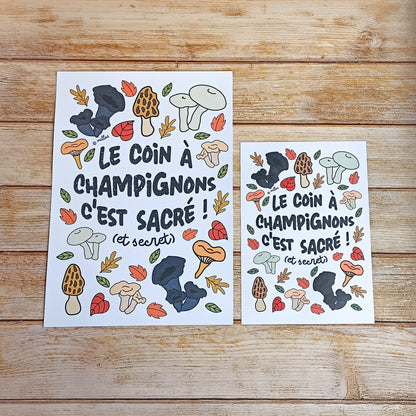 Affiche illustrée - Coin à Champignons