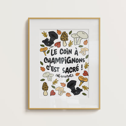 Affiche illustrée - Coin à Champignons
