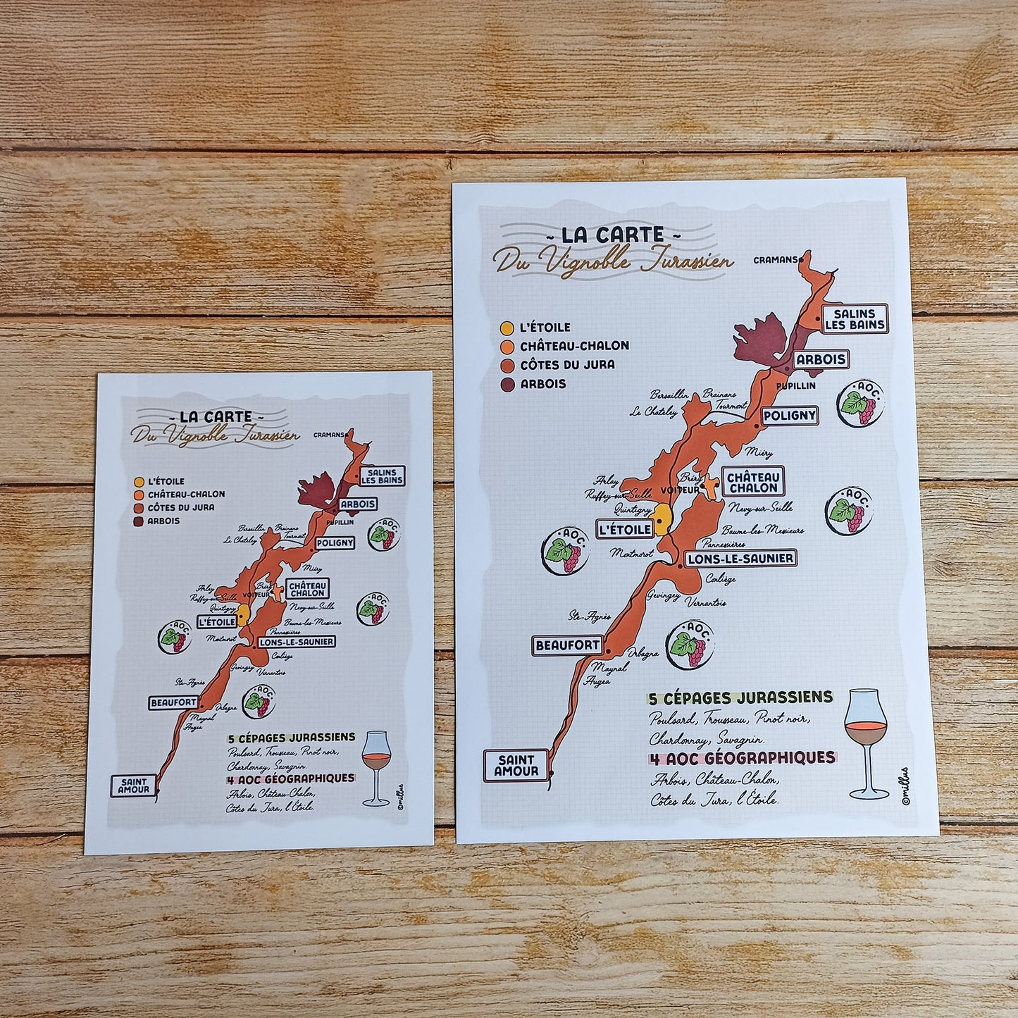 Affiche illustrée - La Route des vins Jurassiens