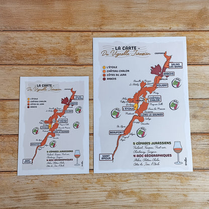 Affiche illustrée - La Route des vins Jurassiens