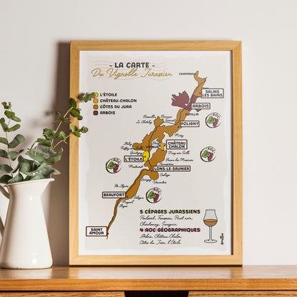 Affiche illustrée - La Route des vins Jurassiens