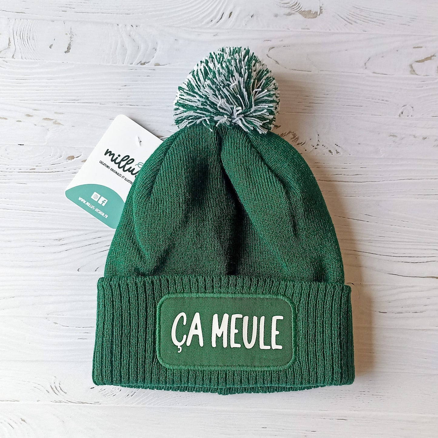 Bonnet "ça meule" - vert forêt - mixte - Millus Design